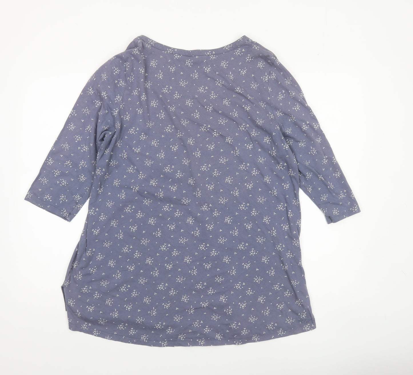 Fat Face Women's Blue Floral Tunic Blouse Size 18 Cotton 3/4 Sleeve