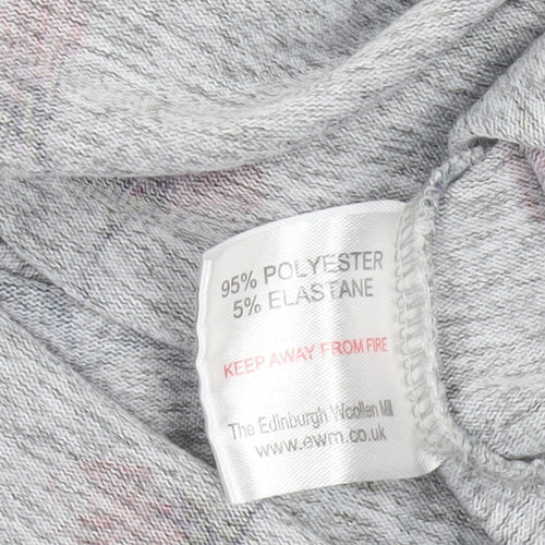 Isle Collection Women's Grey Floral 3/4 Sleeve Pullover Jumper Size M