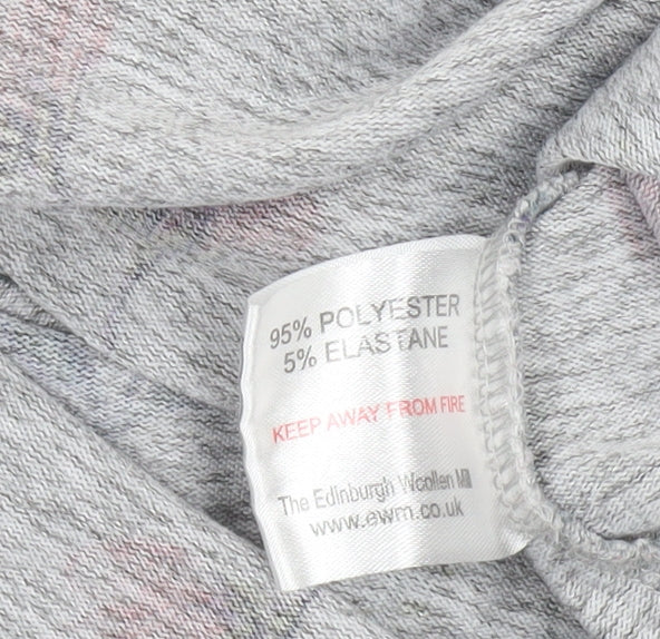 Isle Collection Women's Grey Floral 3/4 Sleeve Pullover Jumper Size M