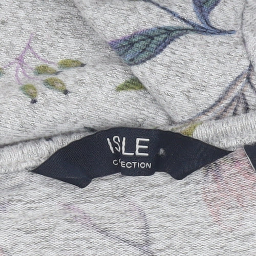 Isle Collection Women's Grey Floral 3/4 Sleeve Pullover Jumper Size M