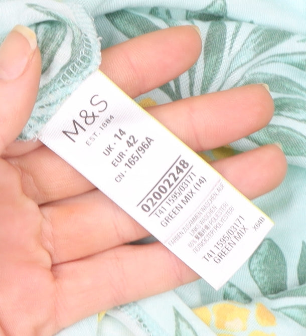 Marks and Spencer Women’s Green Pineapple Print T-Shirt Size 14