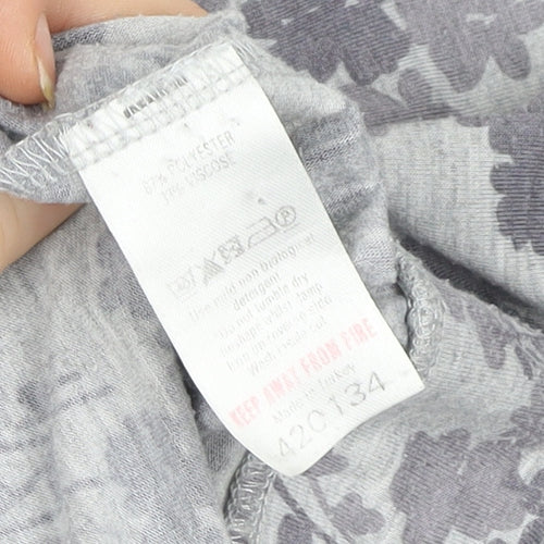 Monsoon Womens Grey Floral Tunic Blouse UK 16 3/4 Sleeve