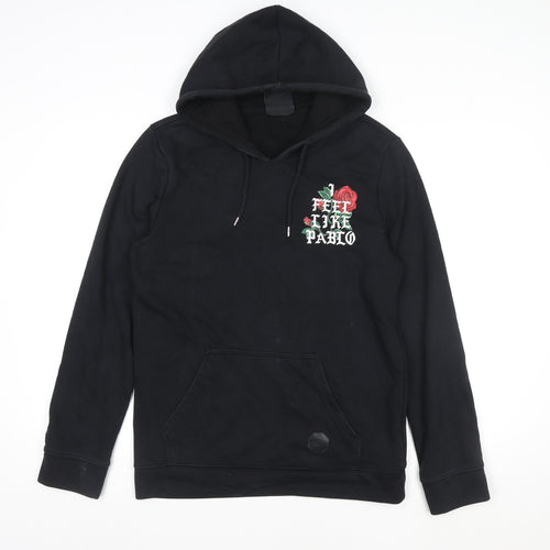 Project X Paris Women's Black Pullover Hoodie Medium Cotton Graphic Rose Design