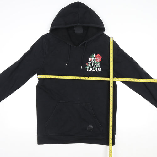Project X Paris Women's Black Pullover Hoodie Medium Cotton Graphic Rose Design