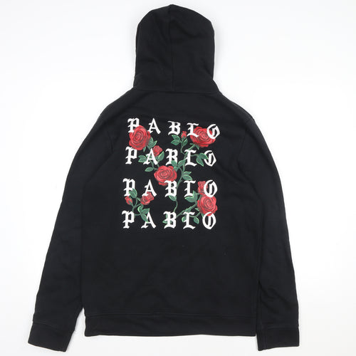 Project X Paris Women's Black Pullover Hoodie Medium Cotton Graphic Rose Design