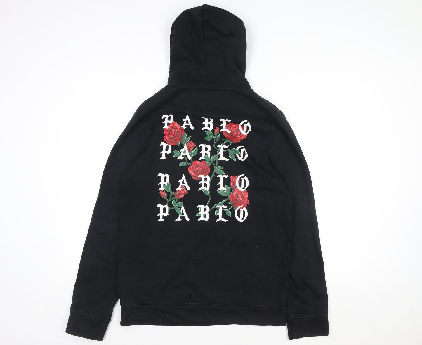 Project X Paris Women's Black Pullover Hoodie Medium Cotton Graphic Rose Design