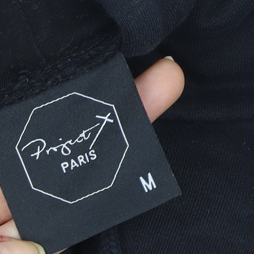 Project X Paris Women's Black Pullover Hoodie Medium Cotton Graphic Rose Design