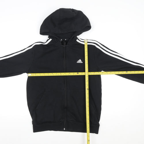 Adidas Boys Black 14 Years Track Jacket Hooded Zip Fleece