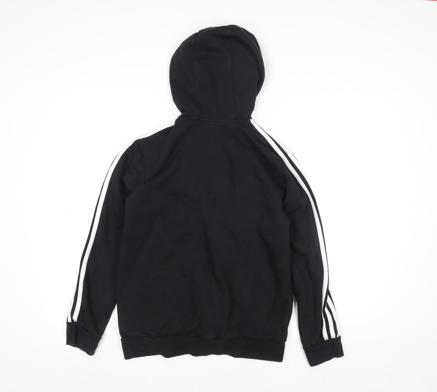 Adidas Boys Black 14 Years Track Jacket Hooded Zip Fleece