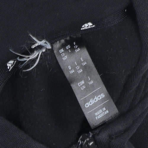 Adidas Boys Black 14 Years Track Jacket Hooded Zip Fleece