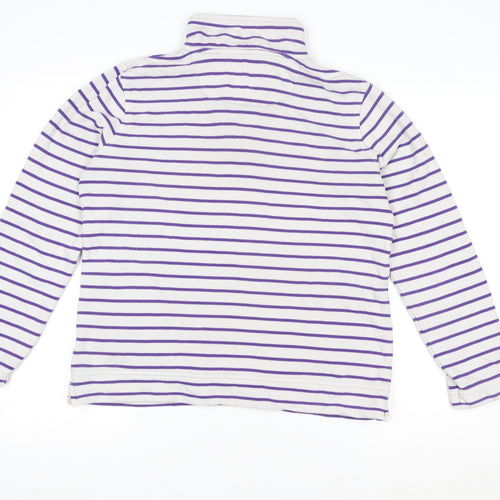 Crew Clothing Women’s White Purple Striped 1/2 Zip Sweatshirt Size 12