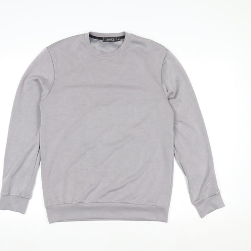 MNQ Women Grey Long Sleeve Basic Crew Neck Cotton T-Shirt Size S