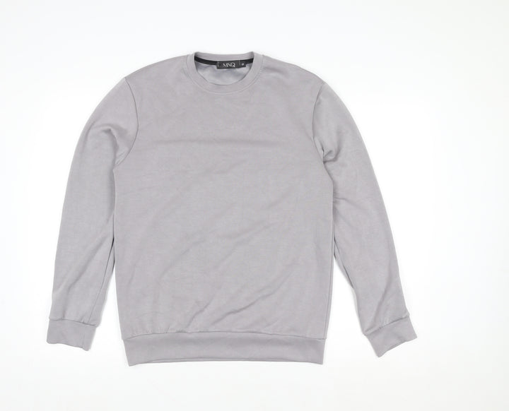 MNQ Women Grey Long Sleeve Basic Crew Neck Cotton T-Shirt Size S