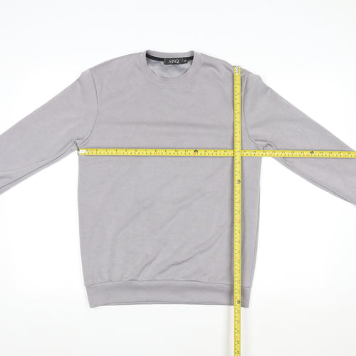 MNQ Women Grey Long Sleeve Basic Crew Neck Cotton T-Shirt Size S