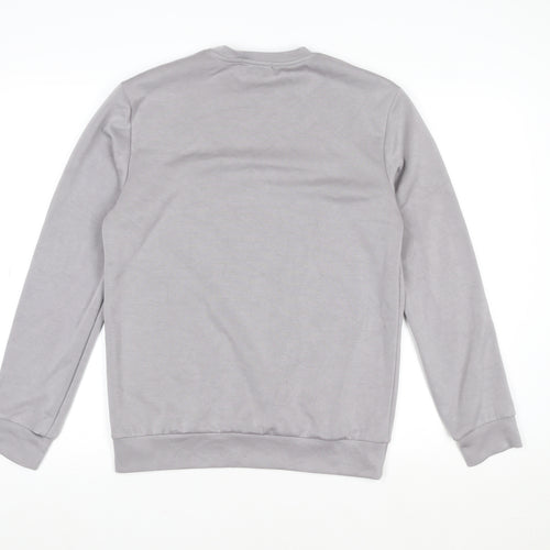 MNQ Women Grey Long Sleeve Basic Crew Neck Cotton T-Shirt Size S