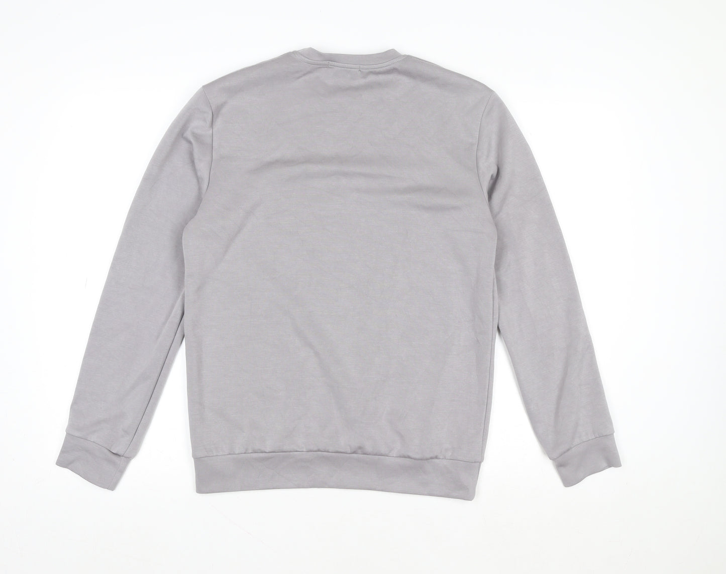 MNQ Women Grey Long Sleeve Basic Crew Neck Cotton T-Shirt Size S