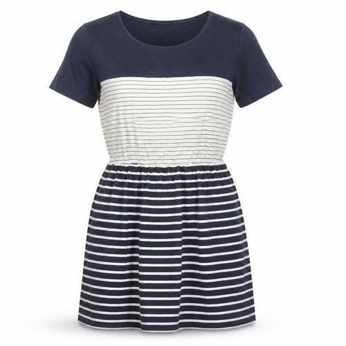 Topshop Women Blue Striped Fit & Flare Knee Length Dress Size 8