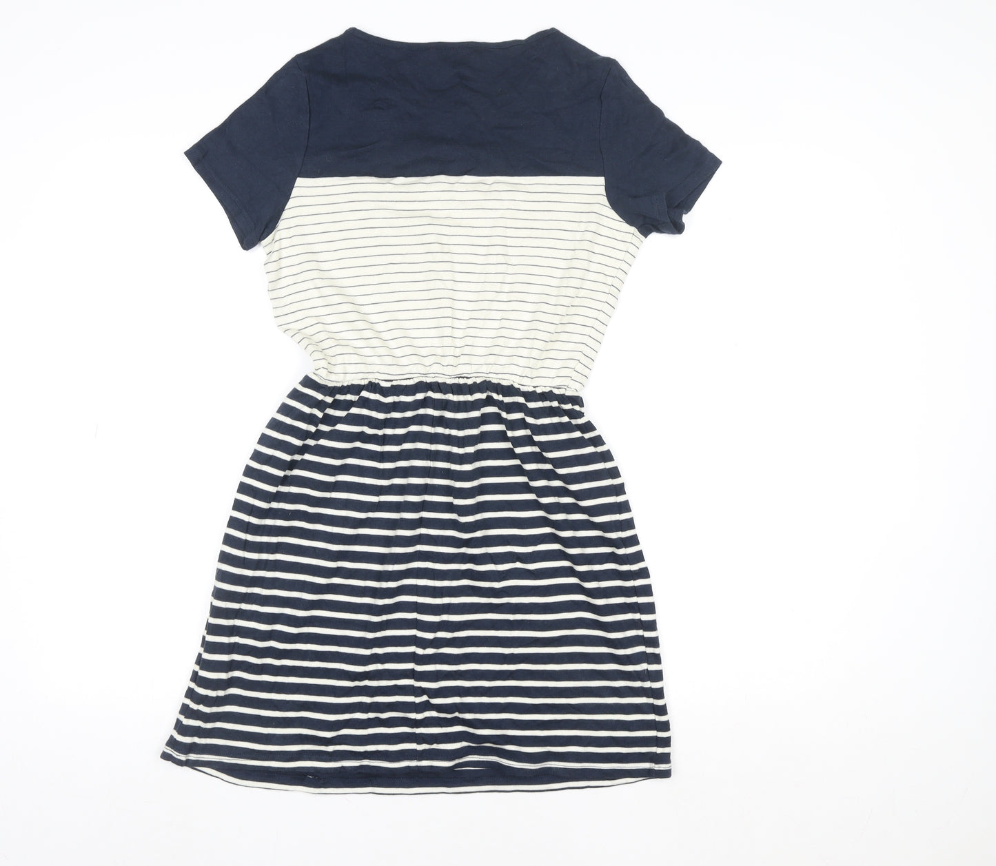Topshop Women Blue Striped Fit & Flare Knee Length Dress Size 8