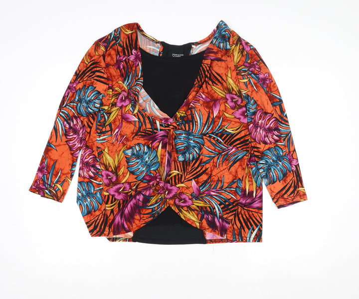 Primark Women’s Multicoloured Tropical Wrap Top Size 16