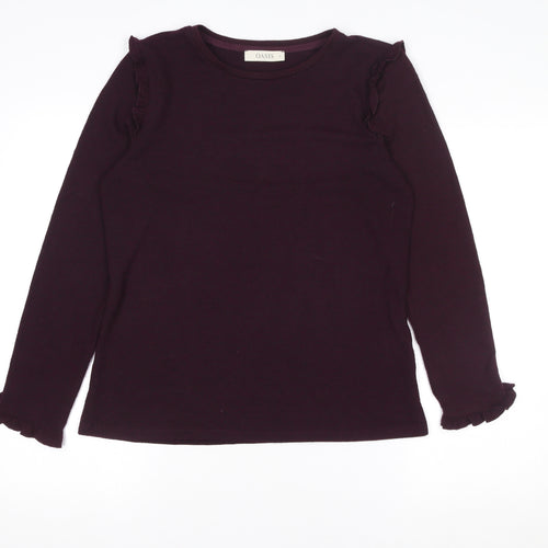 Oasis Women's Purple Ruffle Trim Long Sleeve Viscose Blend Top Size S