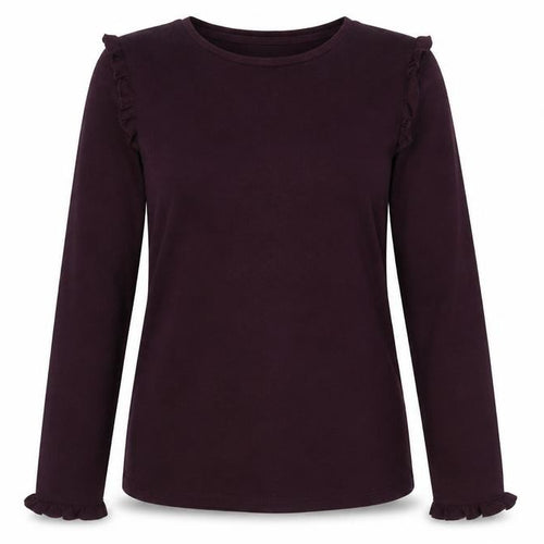 Oasis Women's Purple Ruffle Trim Long Sleeve Viscose Blend Top Size S