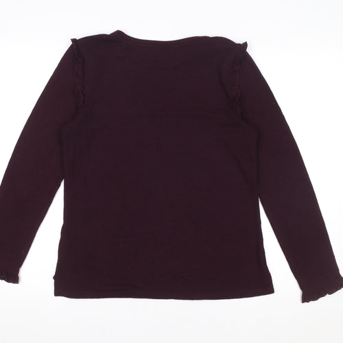 Oasis Women's Purple Ruffle Trim Long Sleeve Viscose Blend Top Size S