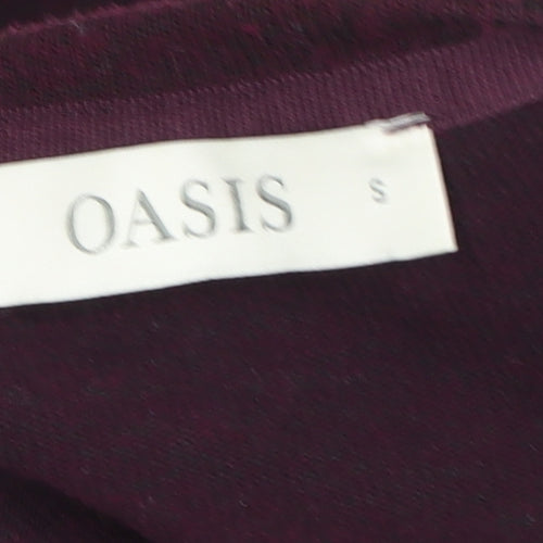 Oasis Women's Purple Ruffle Trim Long Sleeve Viscose Blend Top Size S