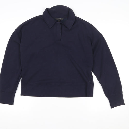 Next Women Navy Blue Collared Pullover Sweatshirt Size S