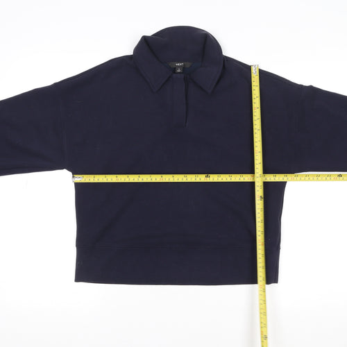 Next Women Navy Blue Collared Pullover Sweatshirt Size S