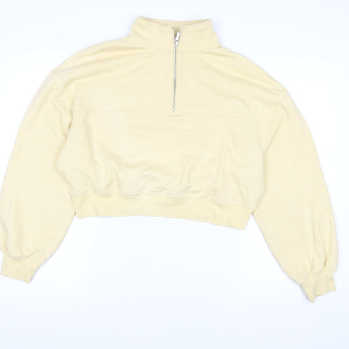 H&M Divided Women Beige 1/2 Zip Pullover Sweatshirt M UK 12