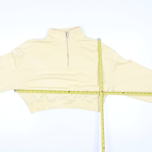 H&M Divided Women Beige 1/2 Zip Pullover Sweatshirt M UK 12