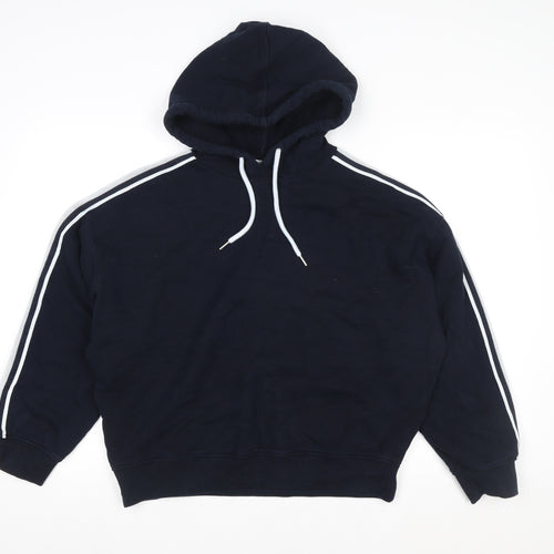 Marks and Spencer Women Navy Blue Pullover Hoodie Medium Cotton Blend