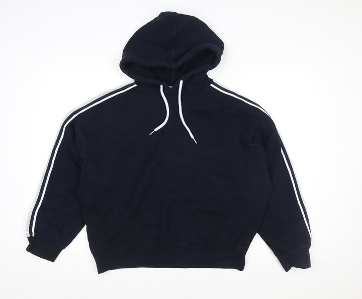 Marks and Spencer Women Navy Blue Pullover Hoodie Medium Cotton Blend
