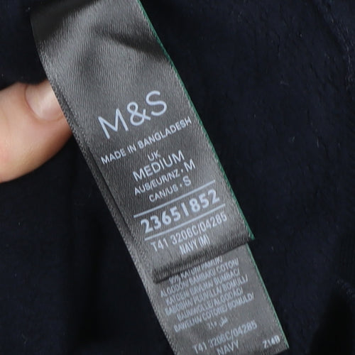 Marks and Spencer Women Navy Blue Pullover Hoodie Medium Cotton Blend