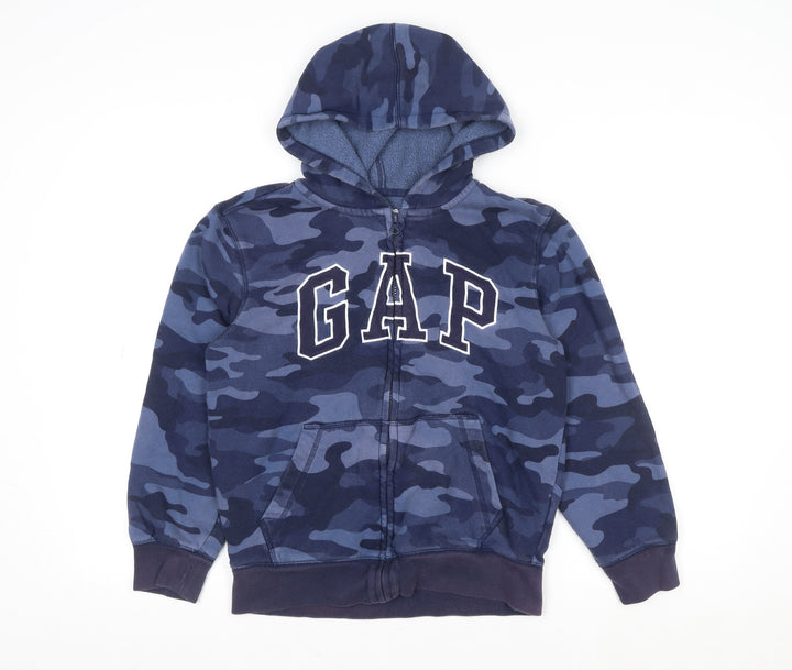 GAP Boys Blue Camouflage Hooded Full Zip Jacket Size 10-11 Years
