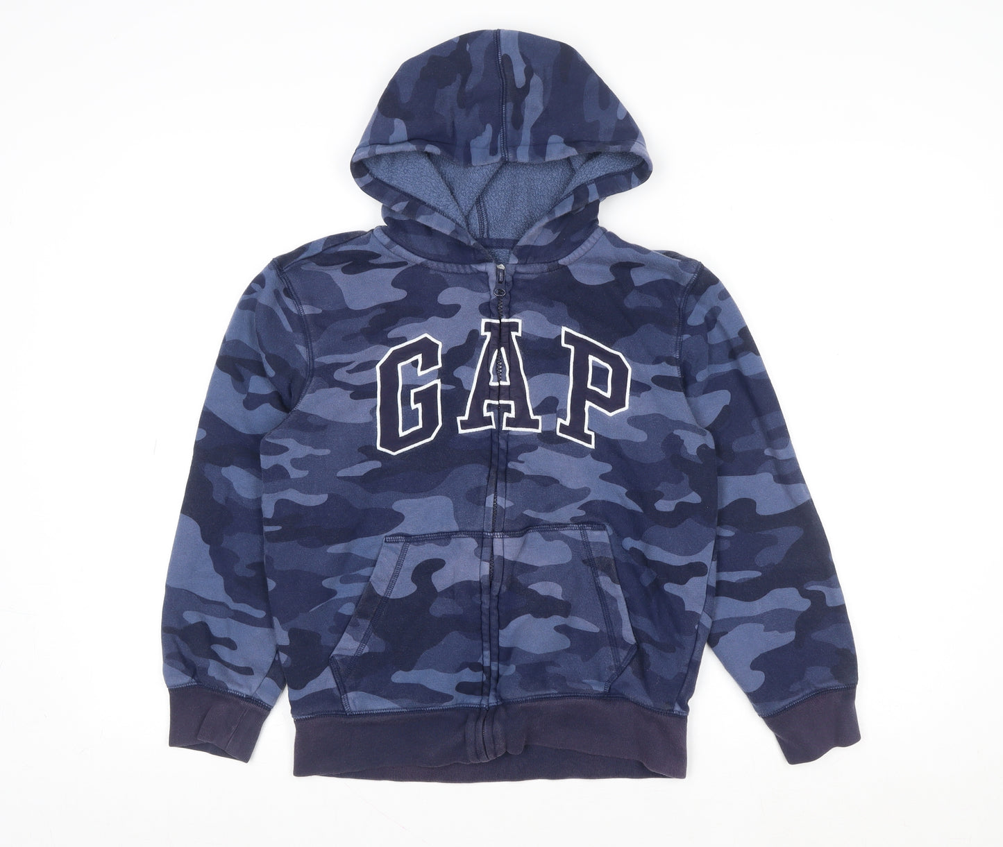 GAP Boys Blue Camouflage Hooded Full Zip Jacket Size 10-11 Years