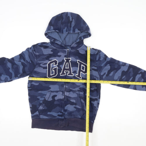 GAP Boys Blue Camouflage Hooded Full Zip Jacket Size 10-11 Years
