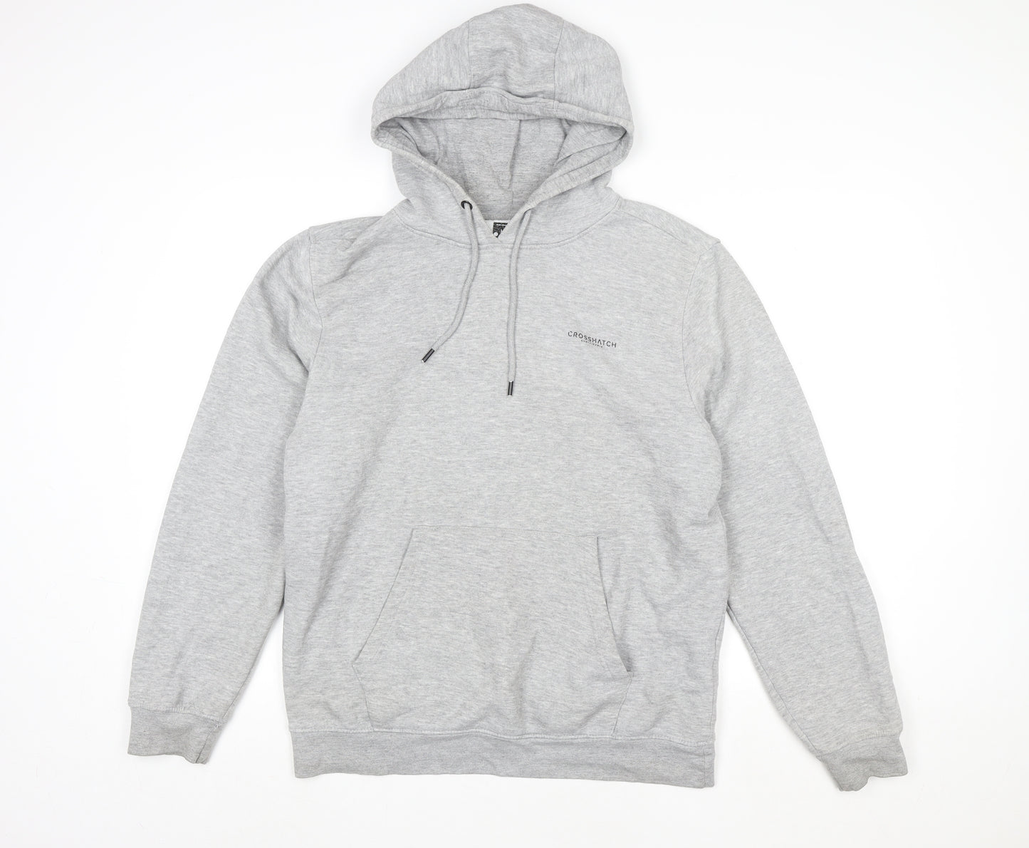 Crosshatch Men's Grey Pullover Hoodie Size L Sustainable Cotton Blend