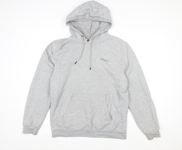Crosshatch Men's Grey Pullover Hoodie Size L Sustainable Cotton Blend