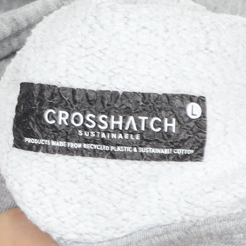 Crosshatch Men's Grey Pullover Hoodie Size L Sustainable Cotton Blend