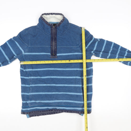 FatFace Women Blue Striped Cotton 1/4 Zip Sweatshirt Size 10