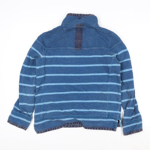 FatFace Women Blue Striped Cotton 1/4 Zip Sweatshirt Size 10