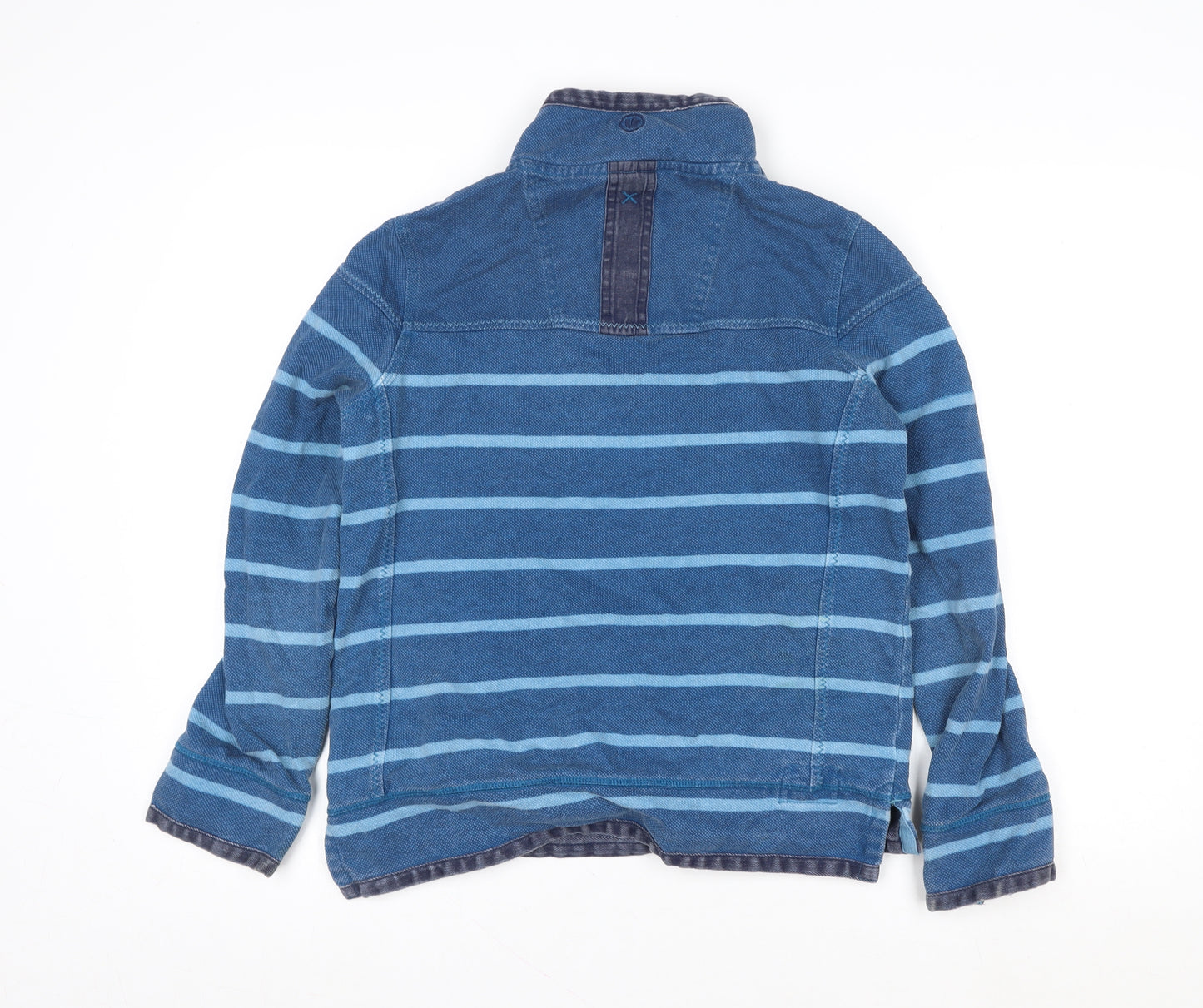 FatFace Women Blue Striped Cotton 1/4 Zip Sweatshirt Size 10