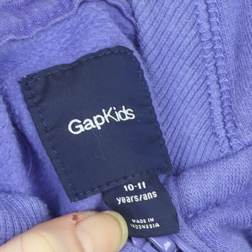 GAP Kids Girls Purple Hooded Full Zip Cotton Blend Jacket 10-11 Years