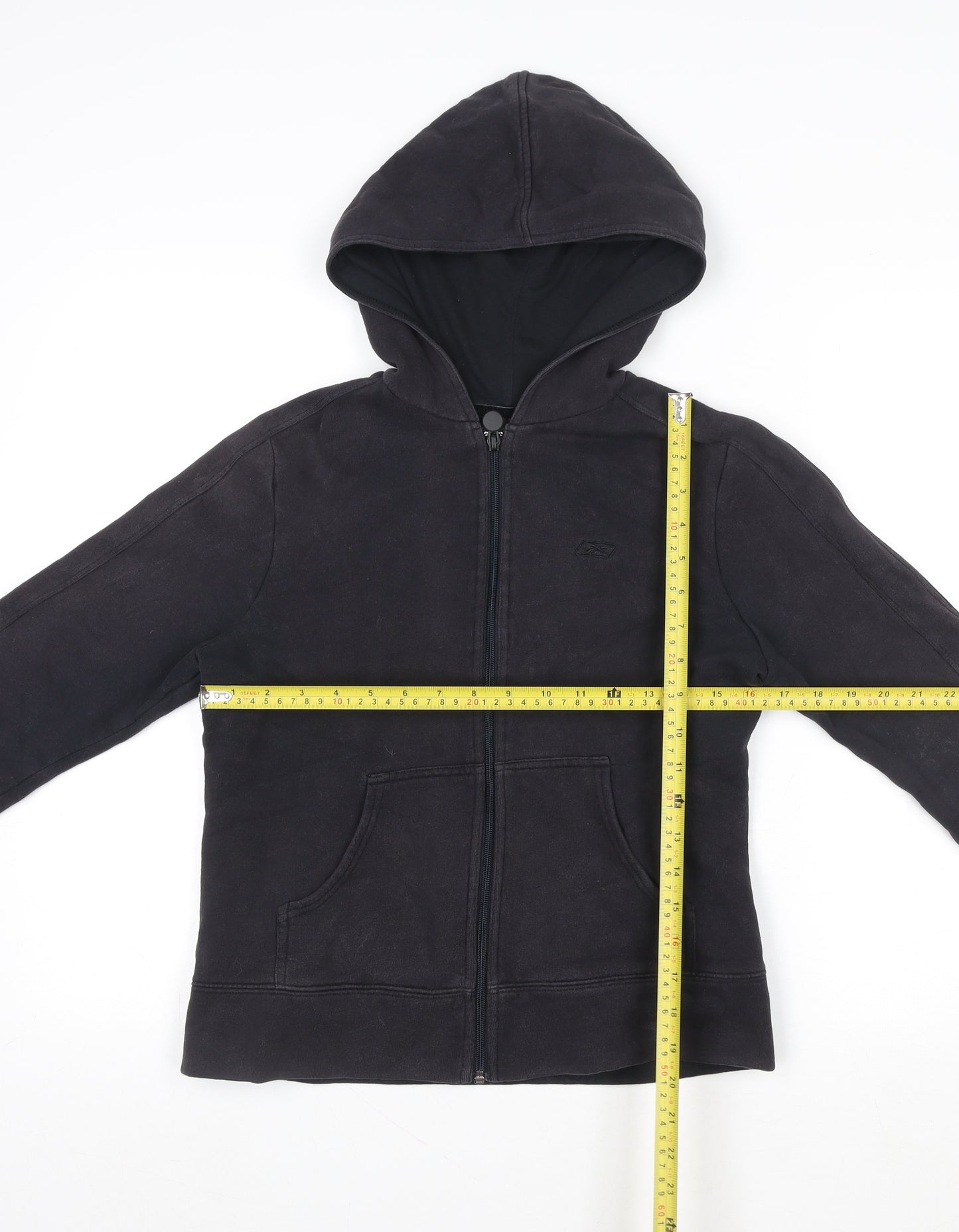 Reebok Men's Black Small Hooded Full Zip Cotton Fleece Jacket