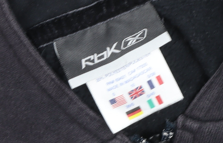 Reebok Men's Black Small Hooded Full Zip Cotton Fleece Jacket