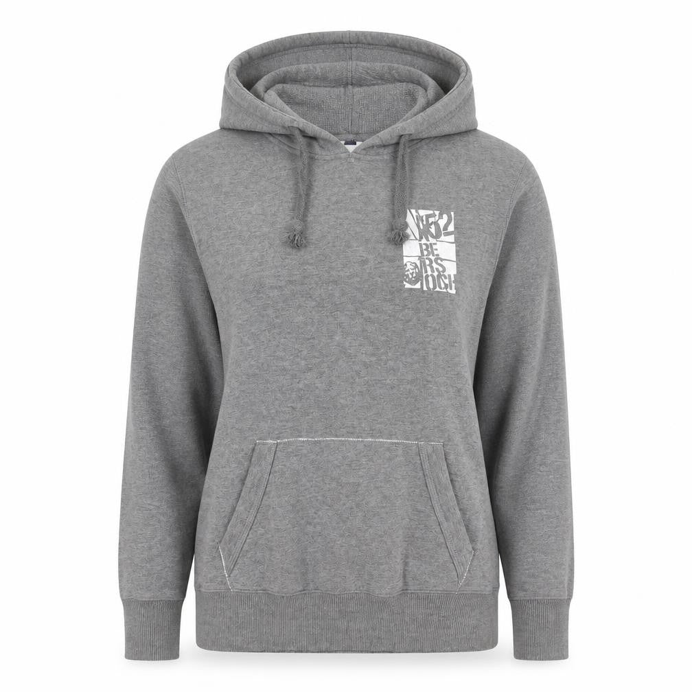 Front view of Sohosail women’s grey pullover hoodie, size UK 14, graphic print casual