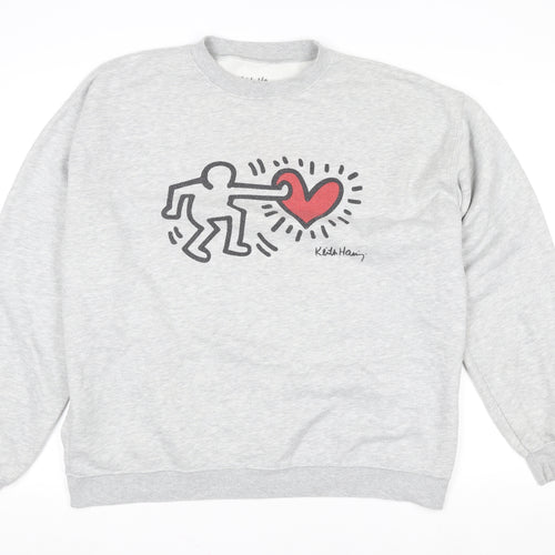Keith Haring Grey Graphic Pullover Sweatshirt Womens Large