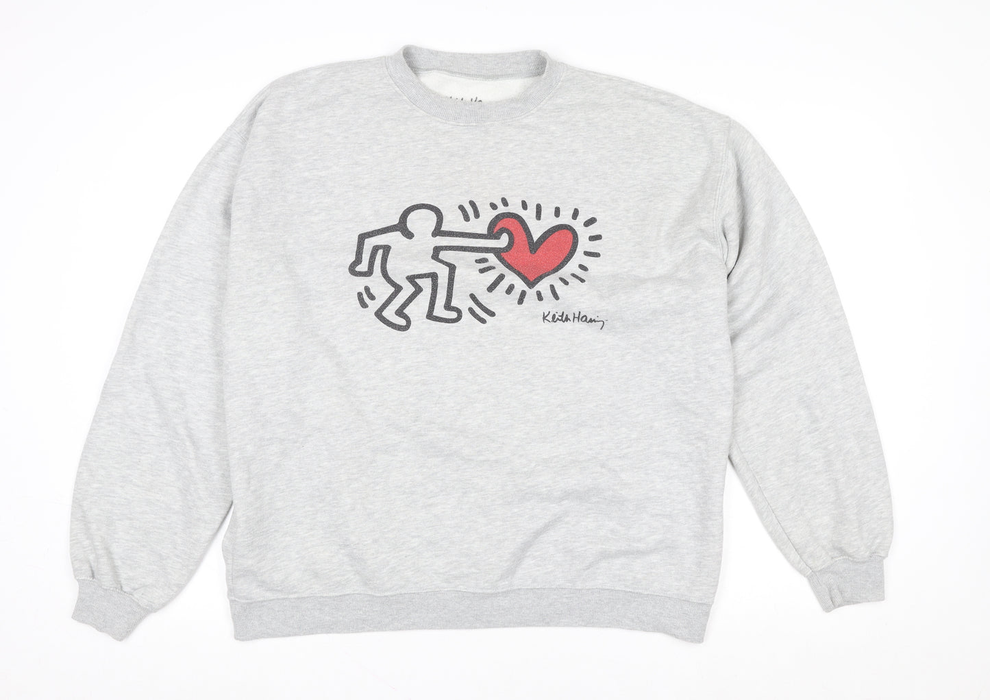 Keith Haring Grey Graphic Pullover Sweatshirt Womens Large