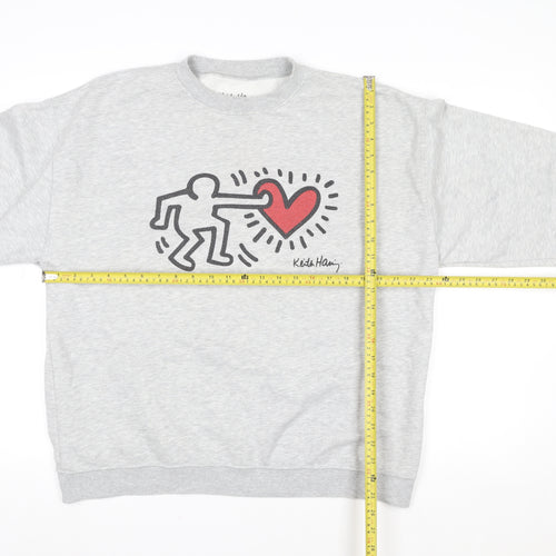Keith Haring Grey Graphic Pullover Sweatshirt Womens Large